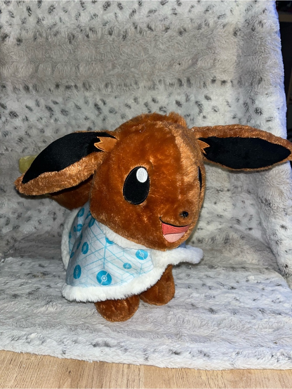 Build A Bear Pokemon Eevee 16" Plush with Retired Glaceon Snowflake Cape Outfit